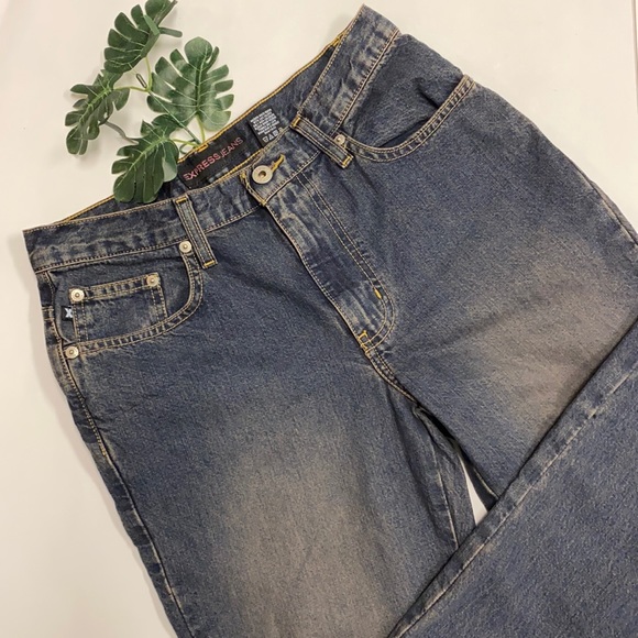 EXPRESS Bootcut Jeans Sz 5/6 Faded Look Front And Back - Picture 1 of 7